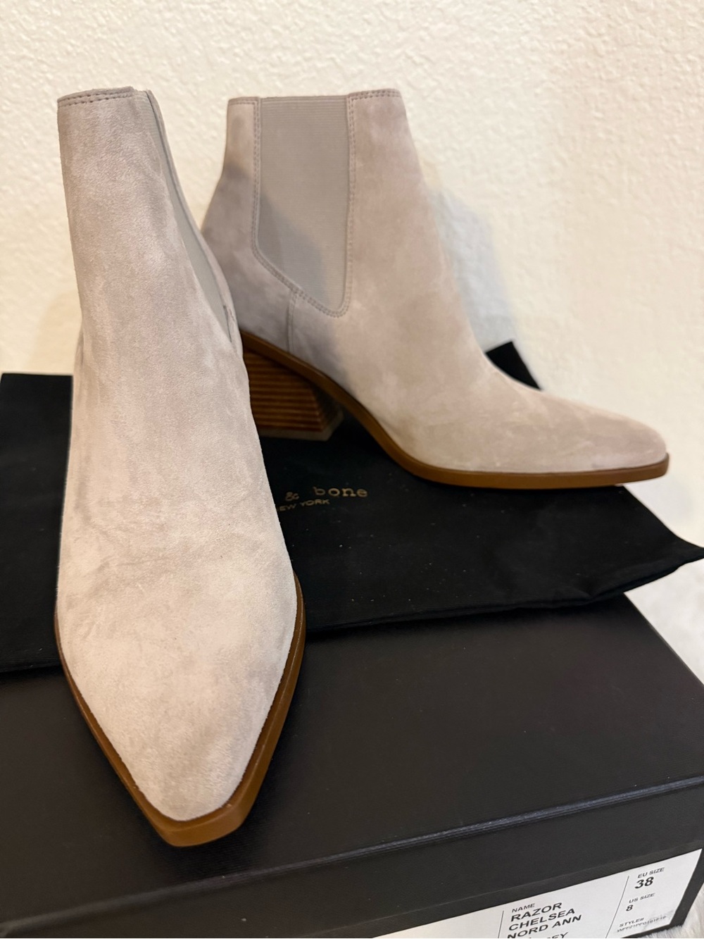 rag & bone Beige Suede Pointed Chelsea Ankle Boots